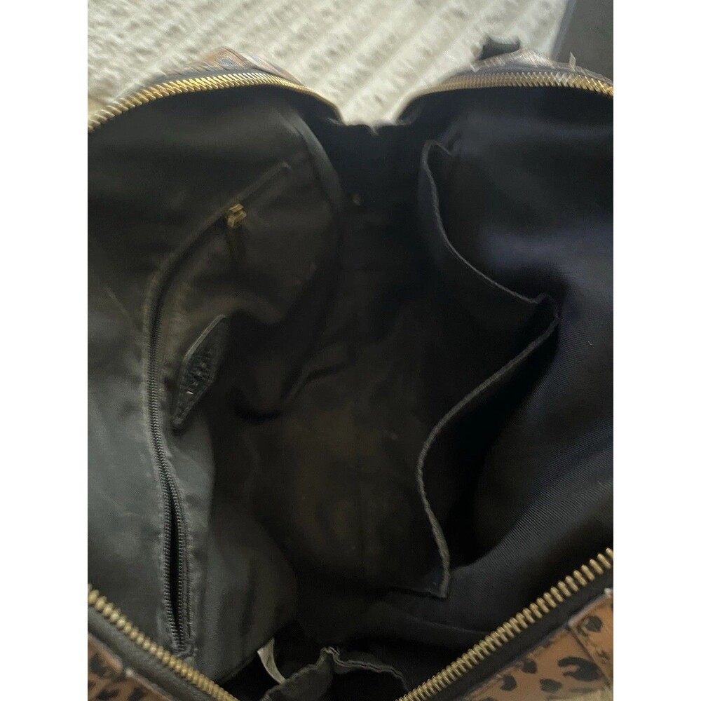 Vtg Fossil Raquel Leather Leopard Print Purse Satchel Crossbody Strap Key Charm - Picture 6 of 13